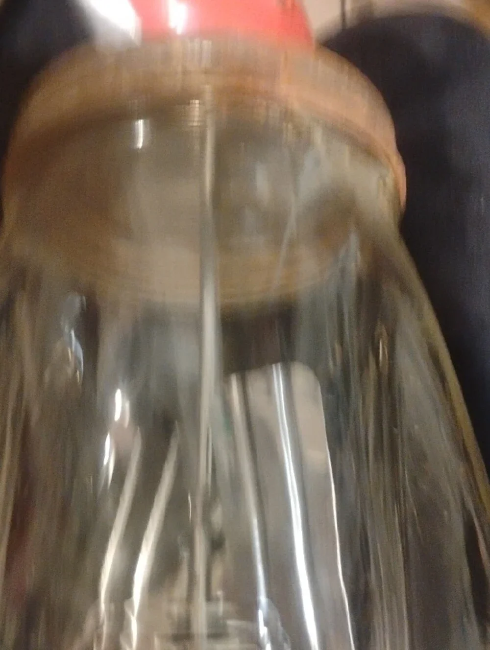 Manual Glass Butter Churn with Red Top and Wooden Handle